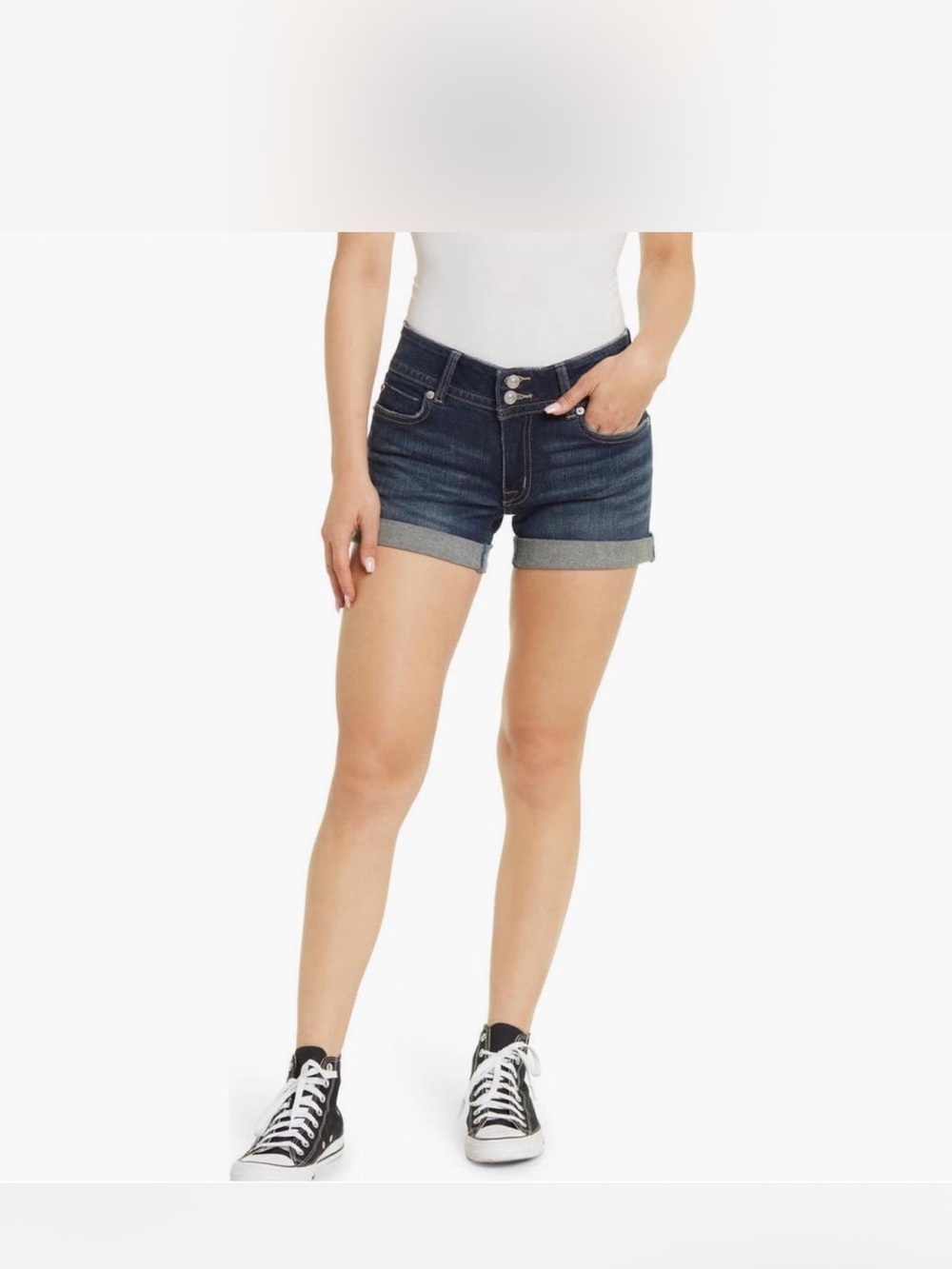 Hudson Dark Wash Denim Cuffed Women's Shorts